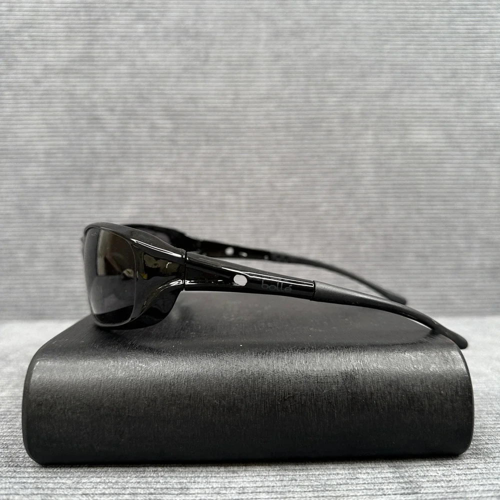 Bolle Y2K Sunglasses Black Wrap Around Sport Frame Dark Tint Lenses 0313 Vtg